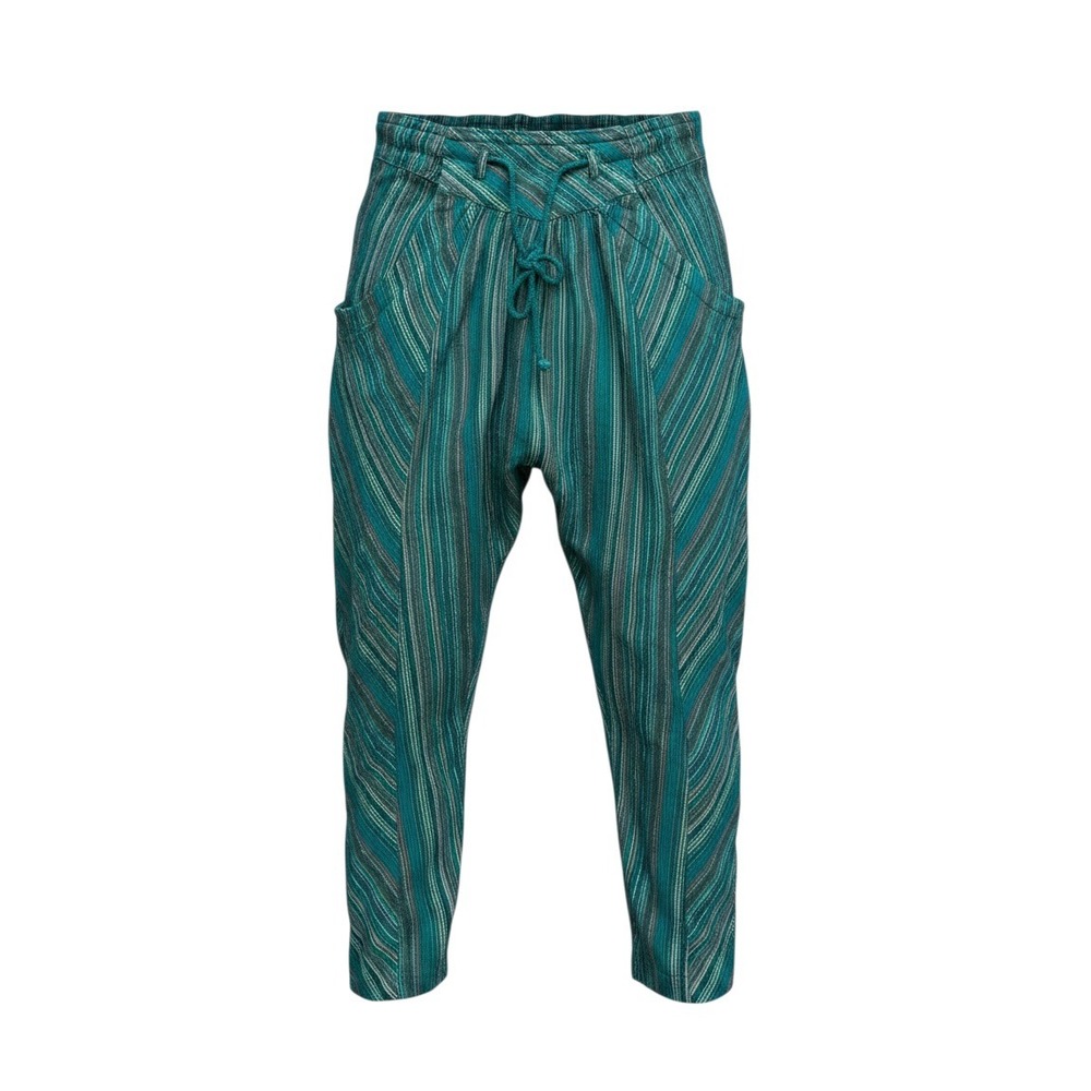 Boho Harem Pants Free People Roll With It Teal Stripe Drop Crotch M